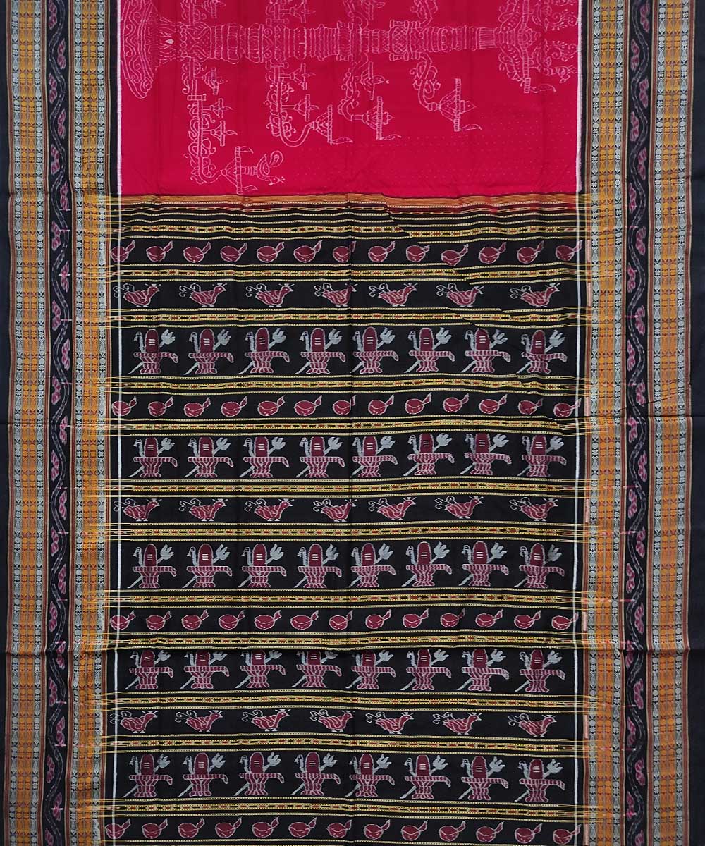 Red black cotton handloom sambalpuri saree