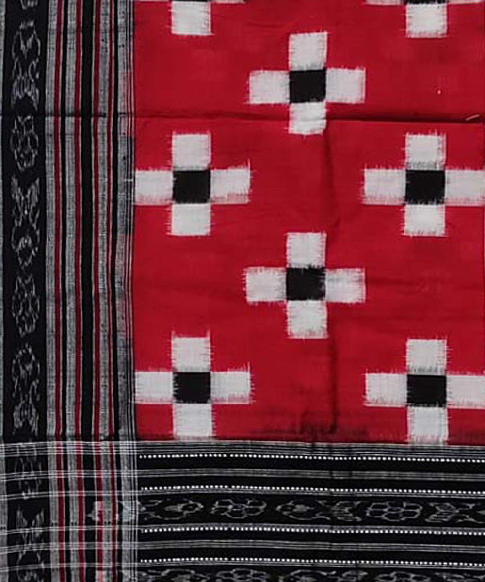 Red black handloom sambalpuri cotton stole