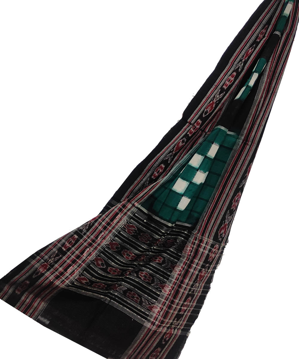 Dark green black handloom double ikat sambalpuri cotton stole