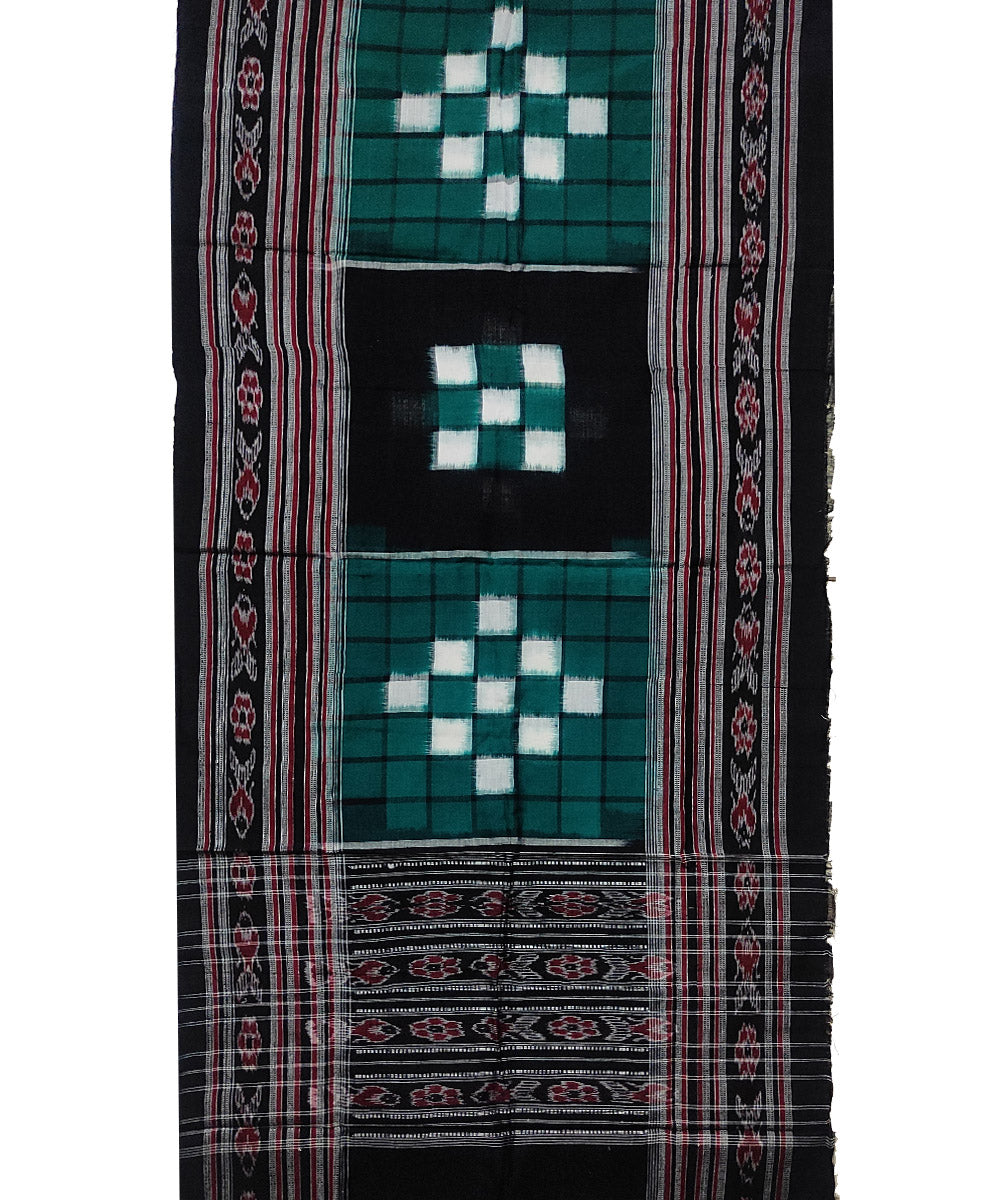 Dark green black handloom double ikat sambalpuri cotton stole