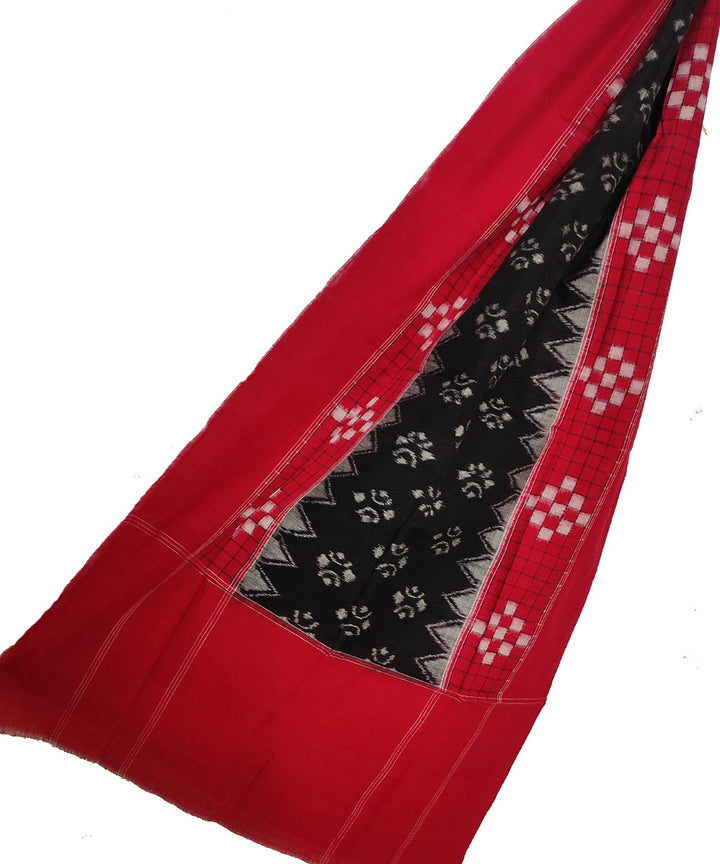 Red black sambalpuri handloom cotton stole