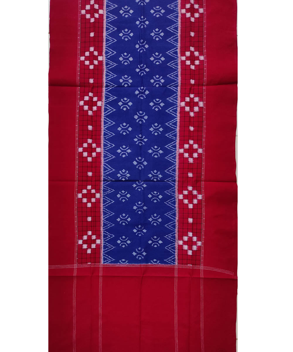 Navy blue red handloom cotton sambalpuri stole