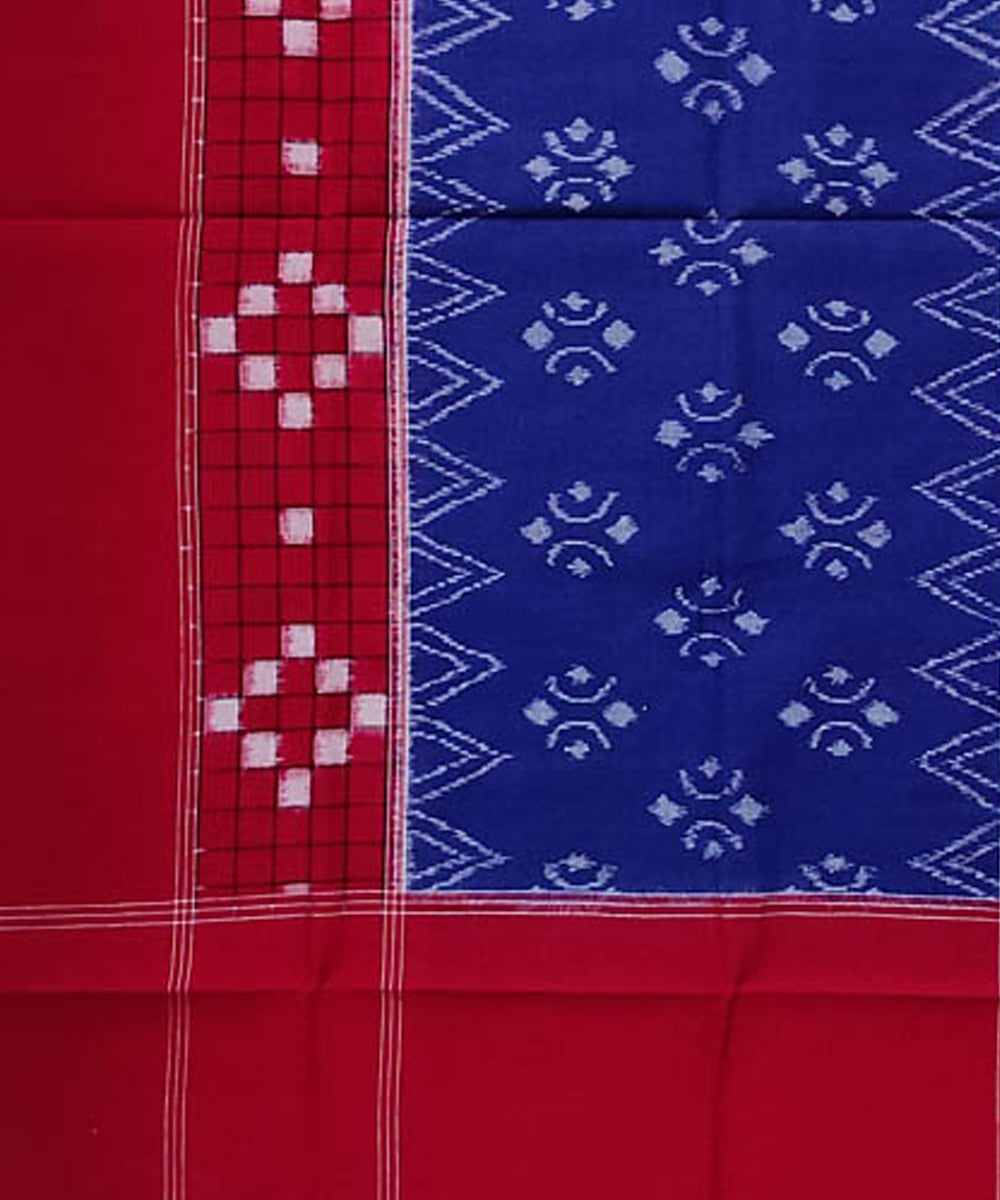 Navy blue red handloom cotton sambalpuri stole