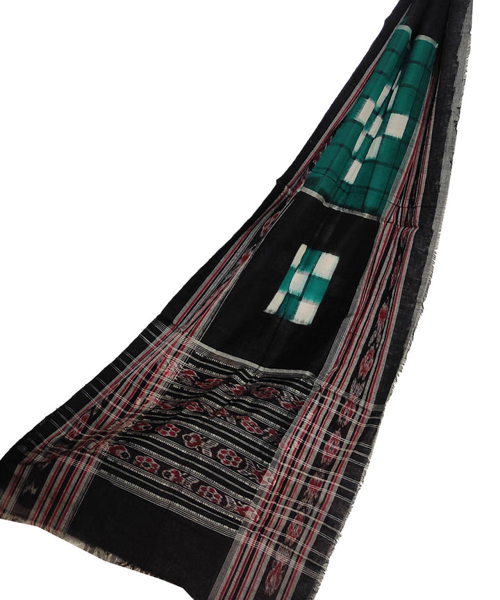 Dark green black handloom cotton double ikat sambalpuri stole