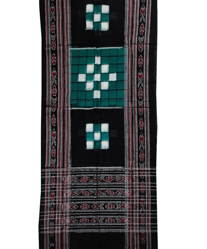 Dark green black handloom cotton double ikat sambalpuri stole