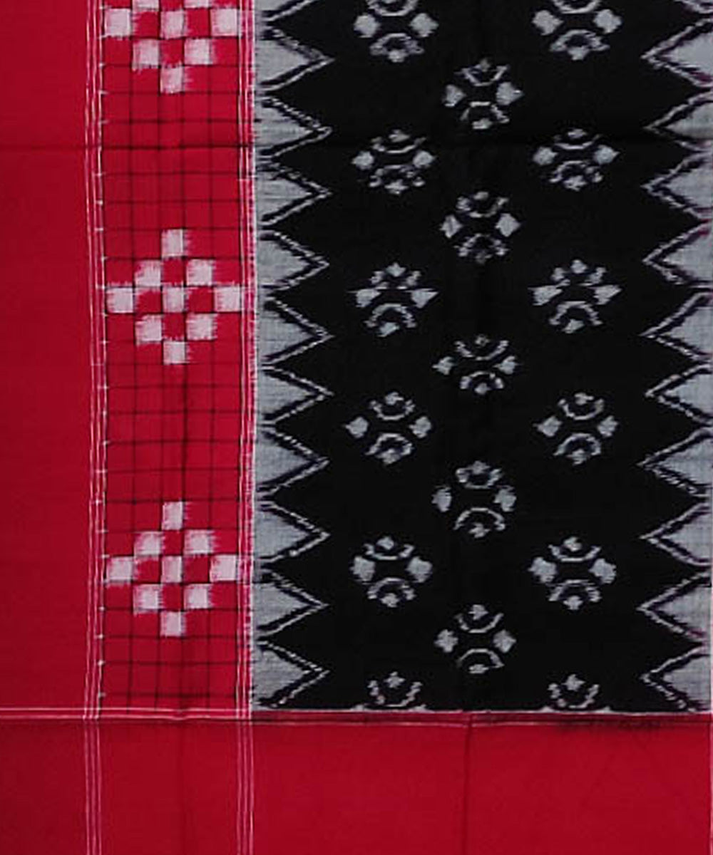 Red black sambalpuri handloom cotton stole