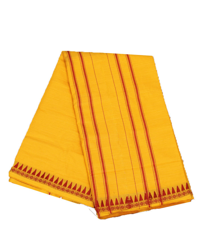 Yellow maroon handloom sambalpuri cotton dhoti