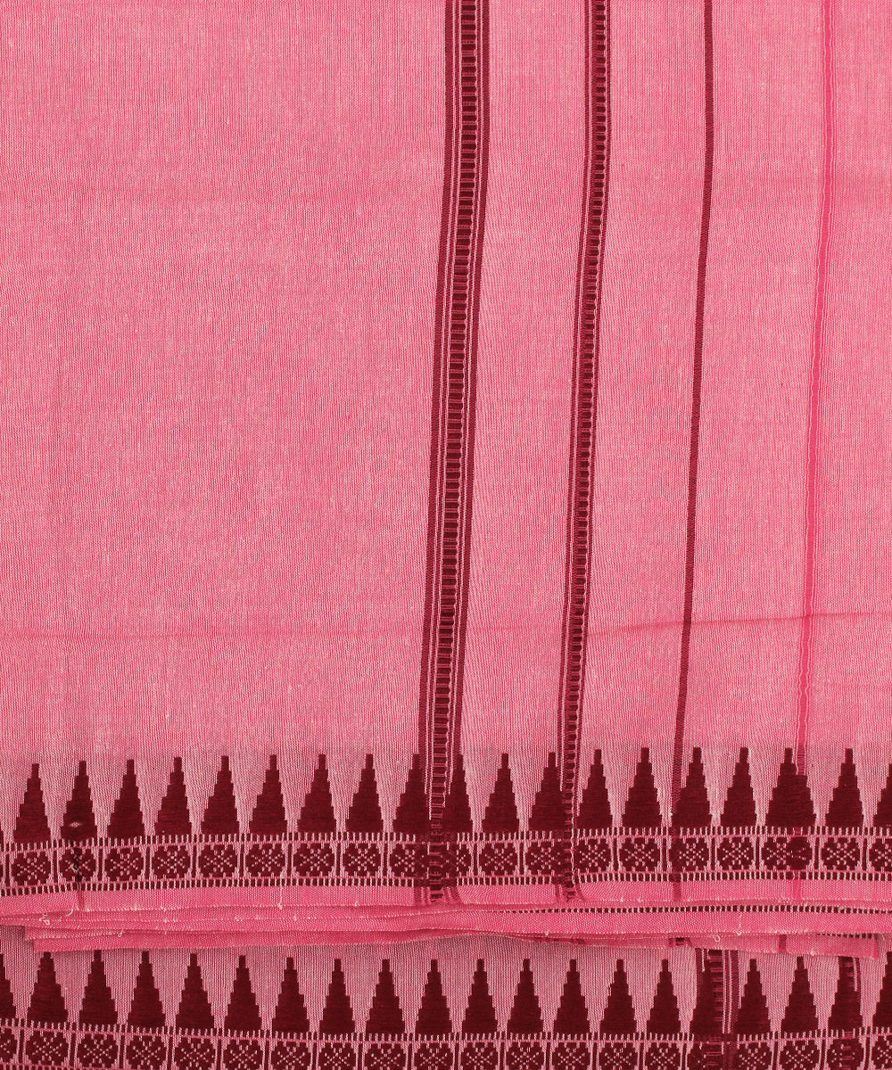 Pink maroon handloom cotton sambalpuri dhoti