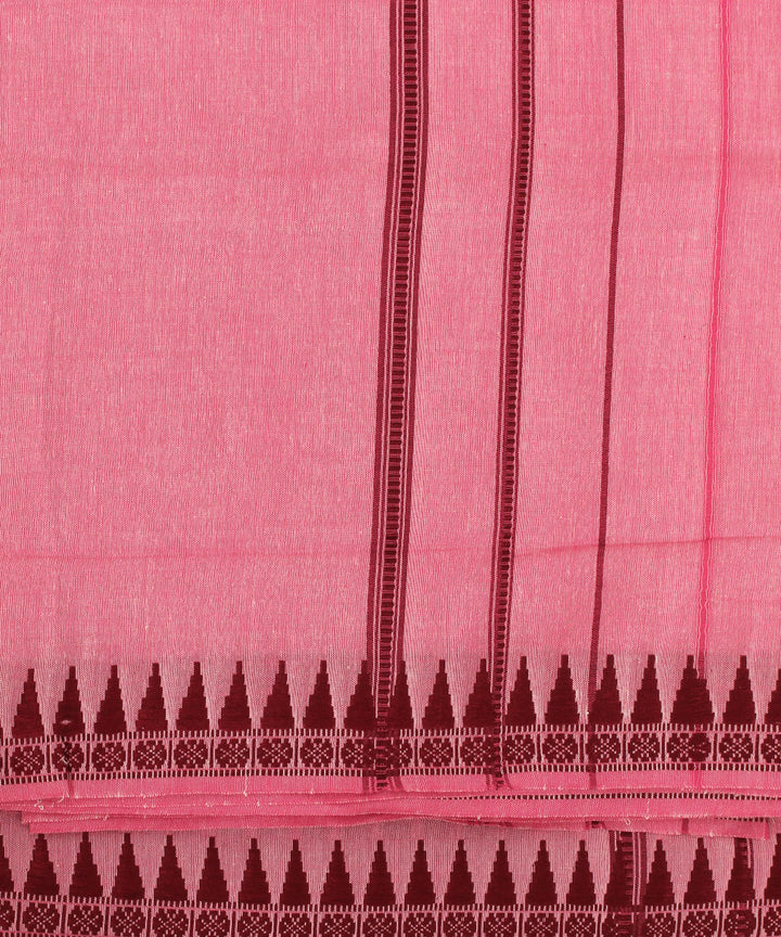 Pink maroon handloom cotton sambalpuri dhoti
