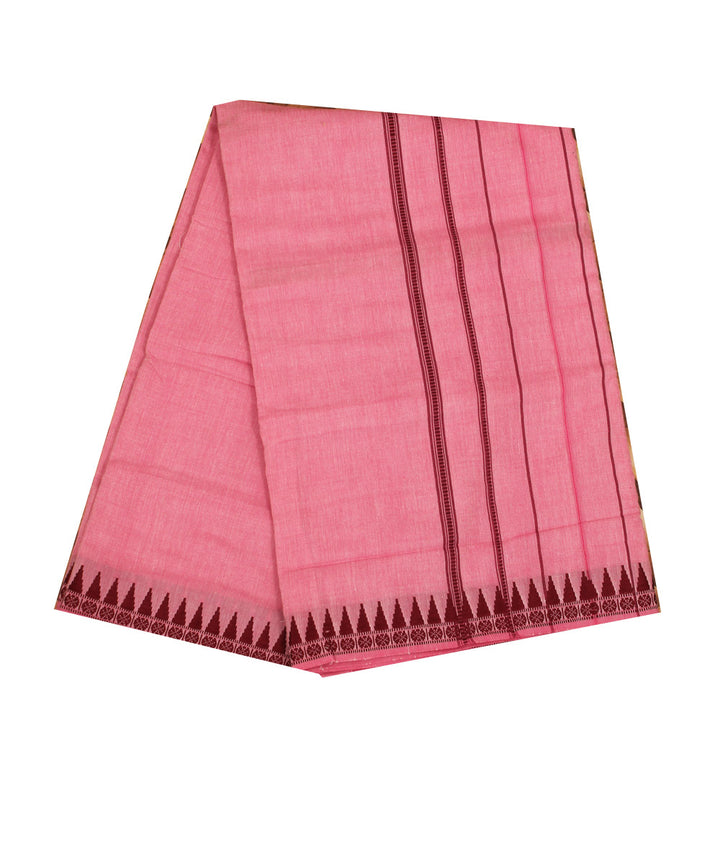 Pink maroon handloom cotton sambalpuri dhoti
