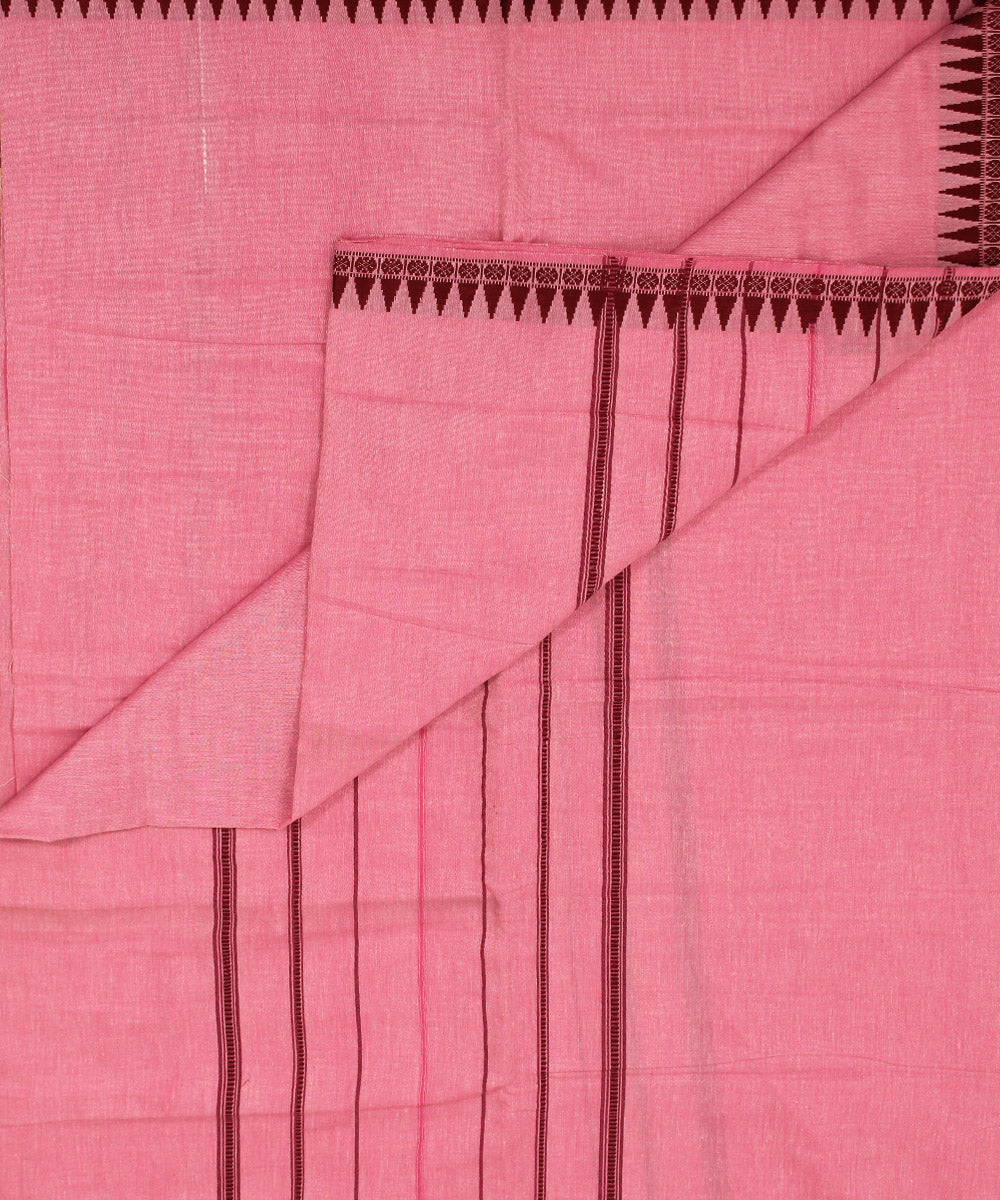 Pink maroon handloom cotton sambalpuri dhoti