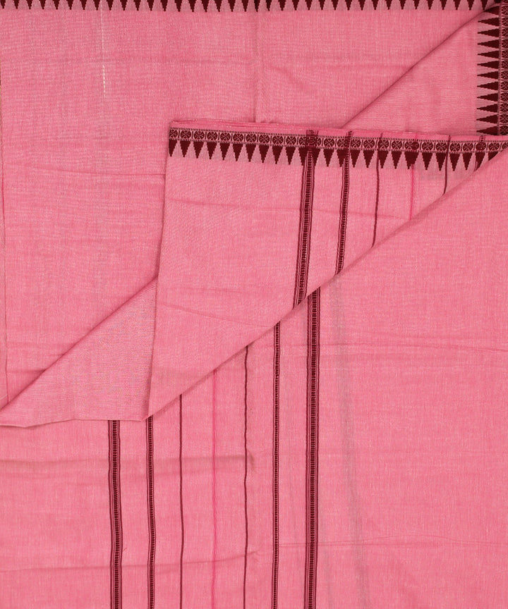 Pink maroon handloom cotton sambalpuri dhoti