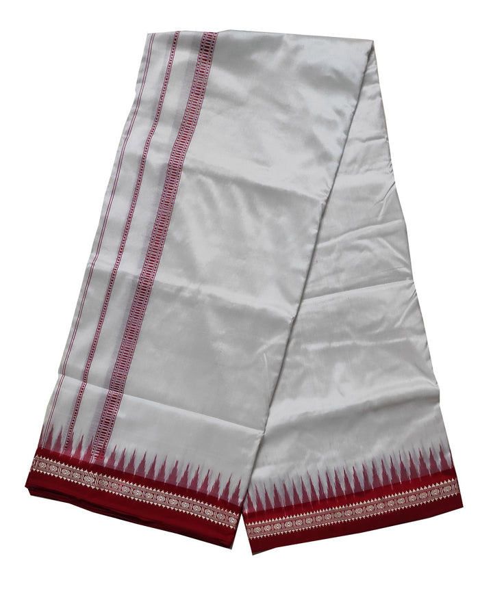 White red handloom silk sambalpuri dhoti
