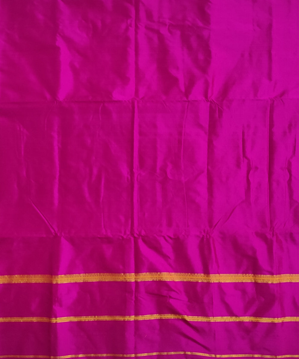 Pink yellow handloom silk sambalpuri dhoti