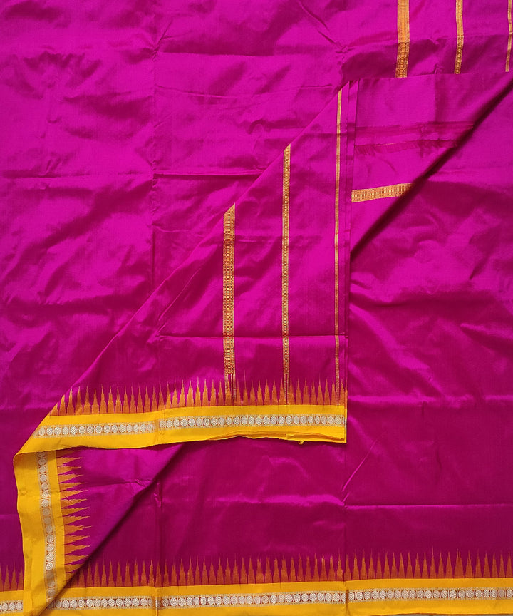 Pink yellow handloom silk sambalpuri dhoti