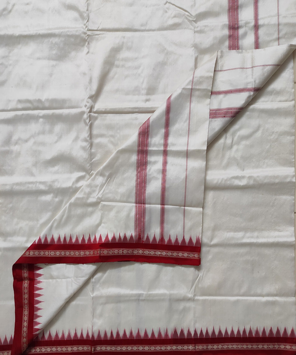 White red handloom silk sambalpuridhoti