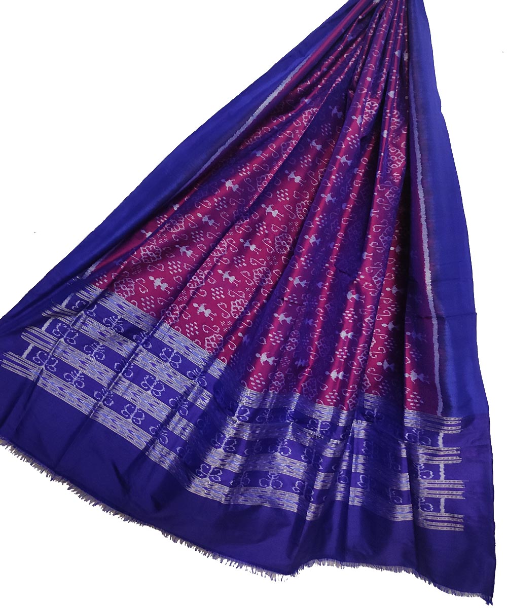 Purple blue handloom silk sambalpuri dupatta