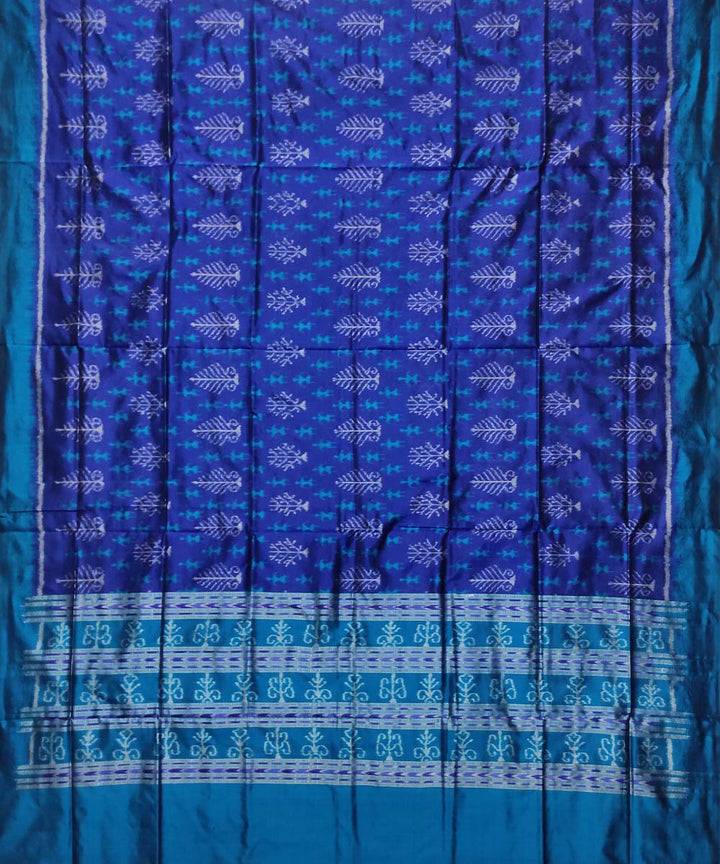 Navy blue handloom silk sambalpuri dupatta