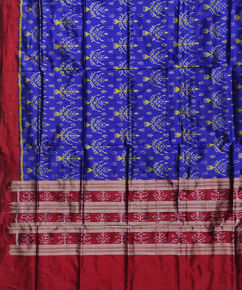 Navy blue maroon handloom silk sambalpuri dupatta