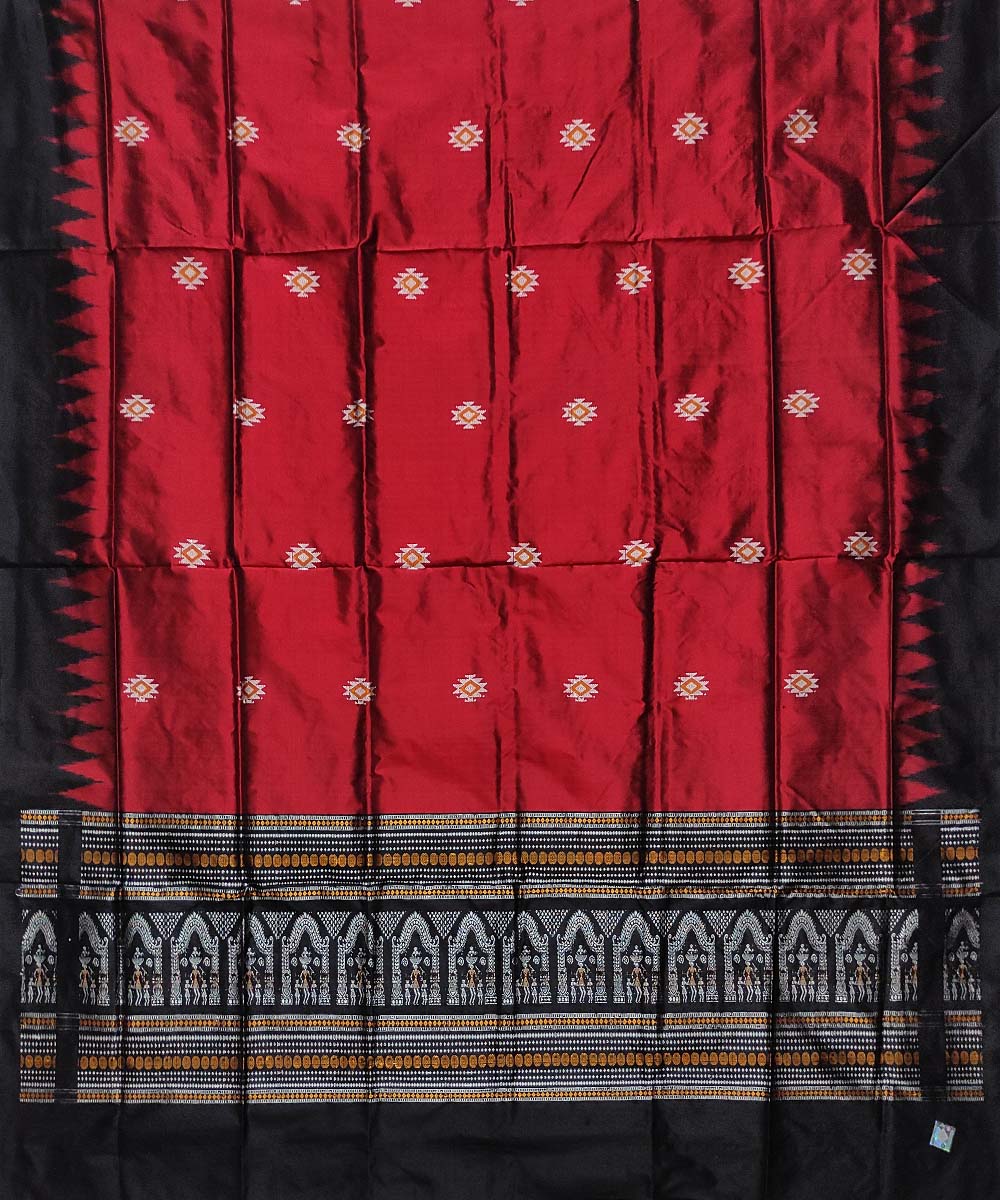Red black handloom silk sambalpuri dupatta