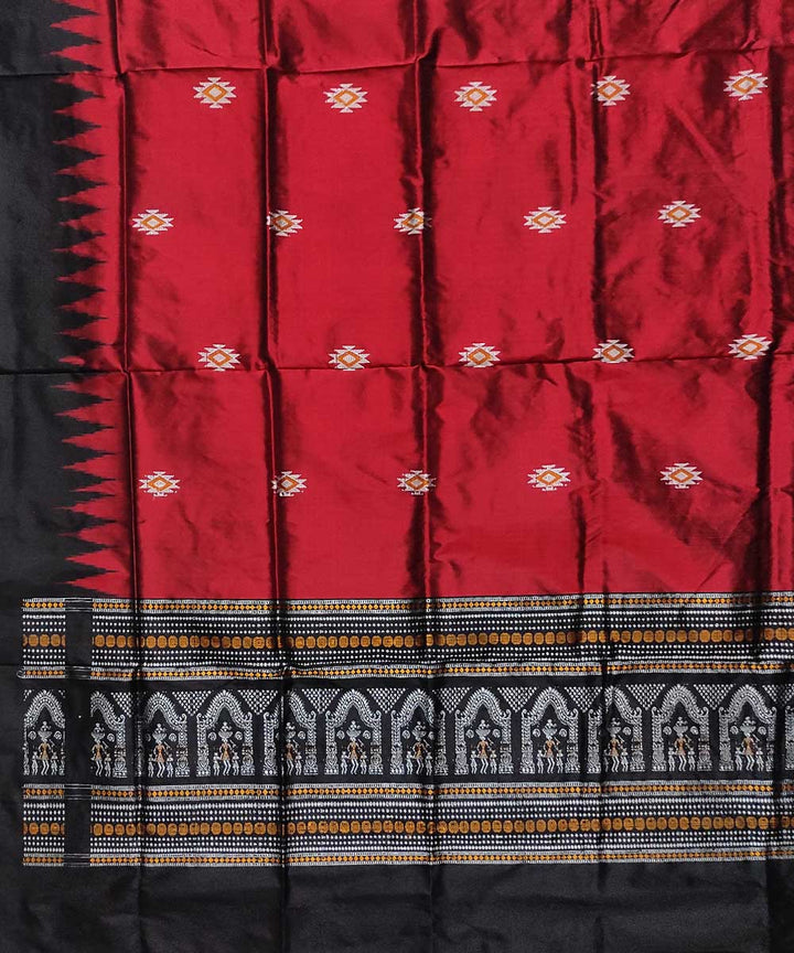 Red black handloom silk sambalpuri dupatta
