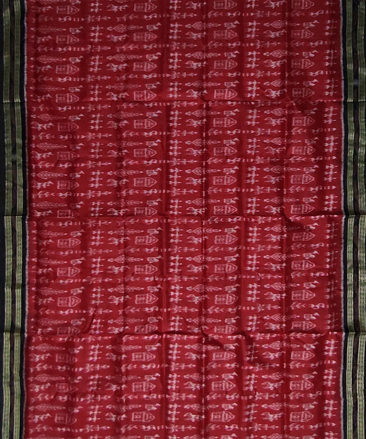 Red black handloom khandua silk saree