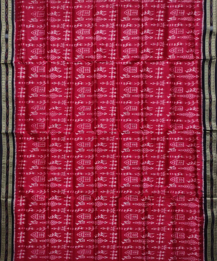 Red black silk handloom khandua saree
