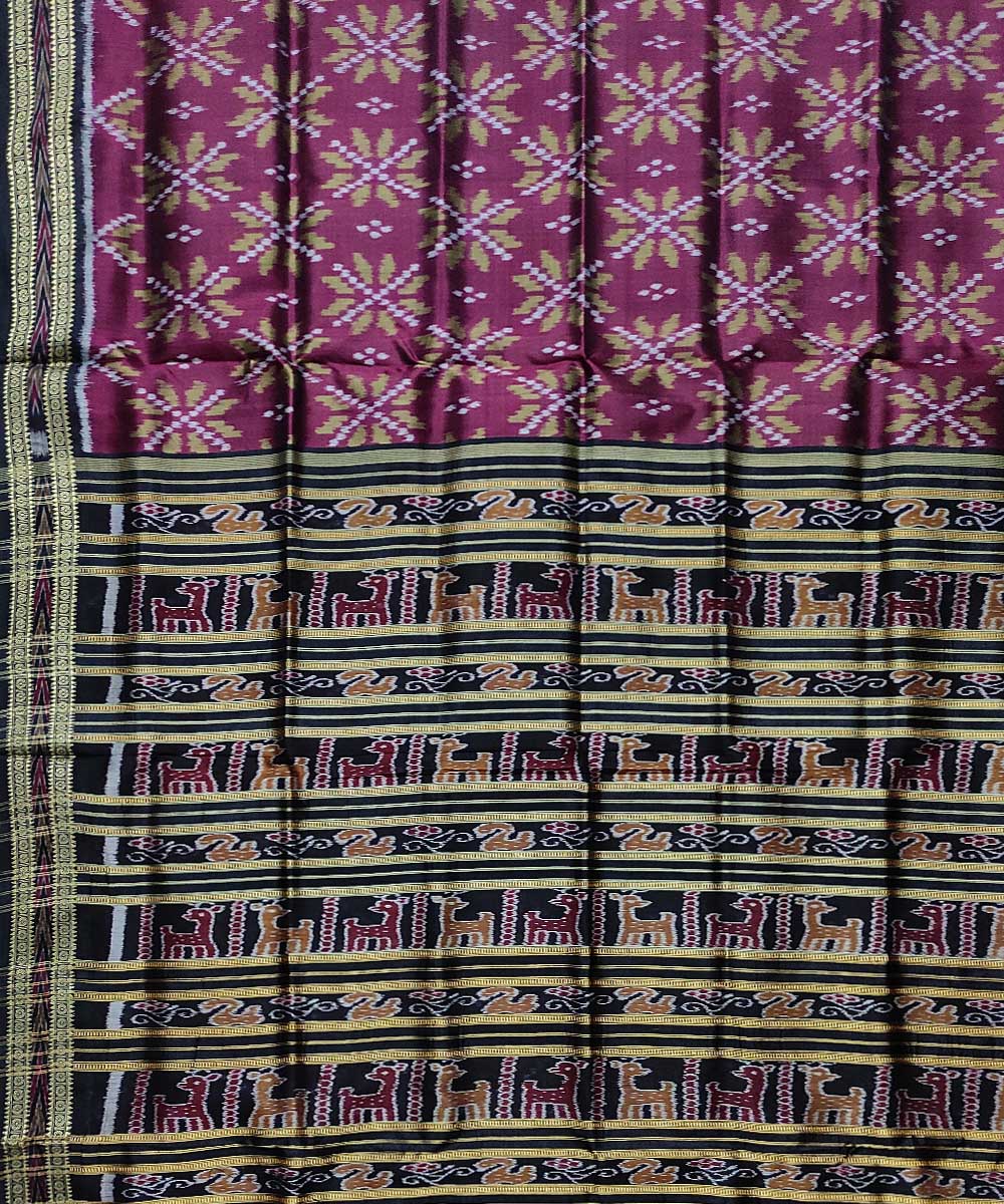 Purple black handloom khandua silk saree
