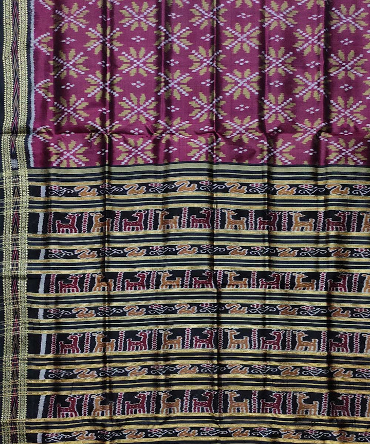 Purple black handloom khandua silk saree