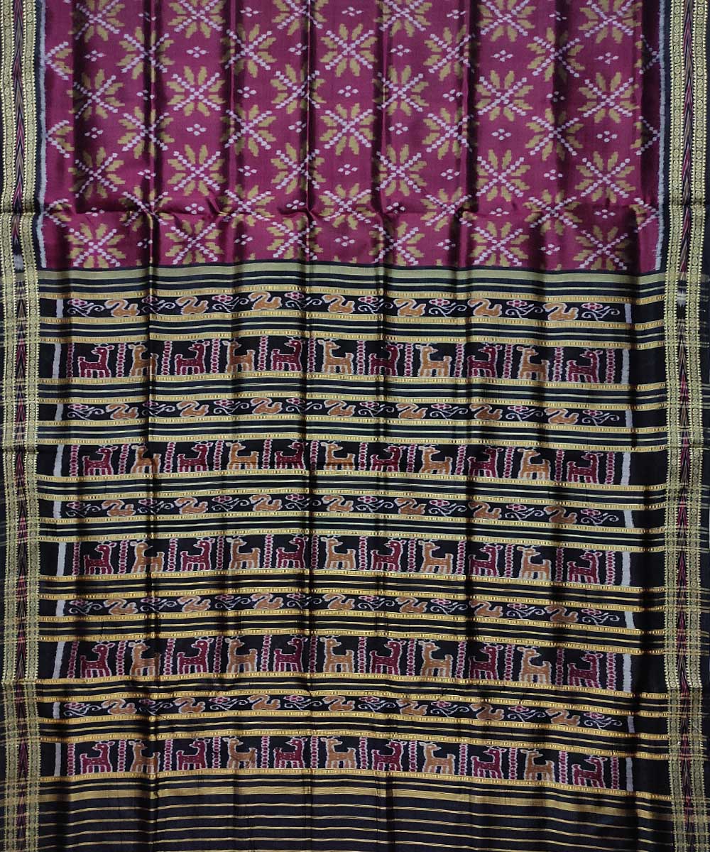 Purple black handloom khandua silk saree