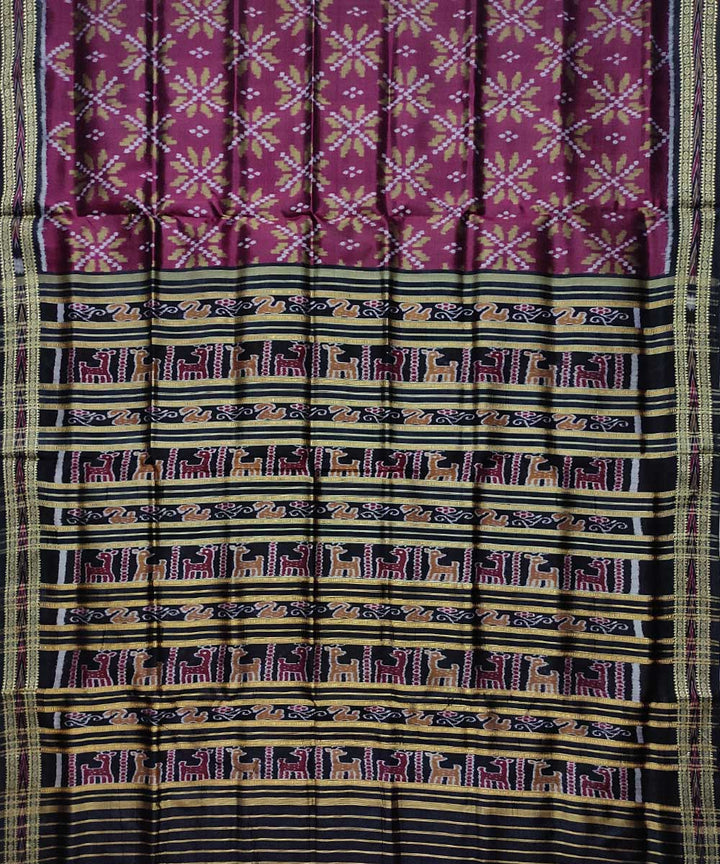 Purple black handloom khandua silk saree