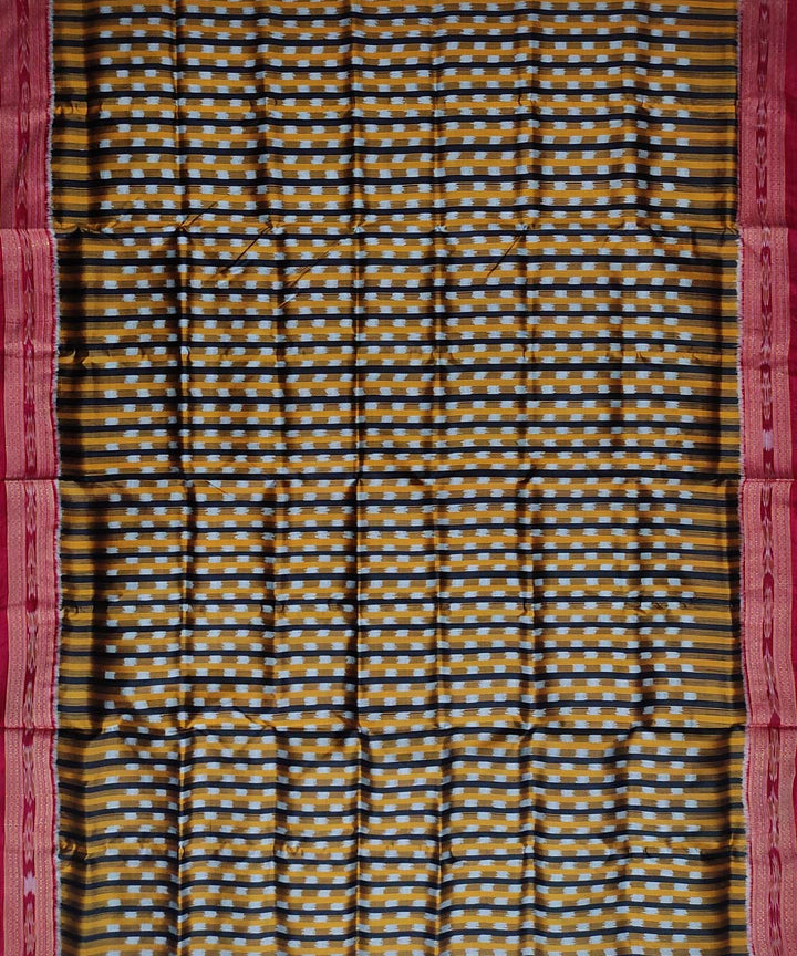 Yellow maroon silk handloom khandua saree