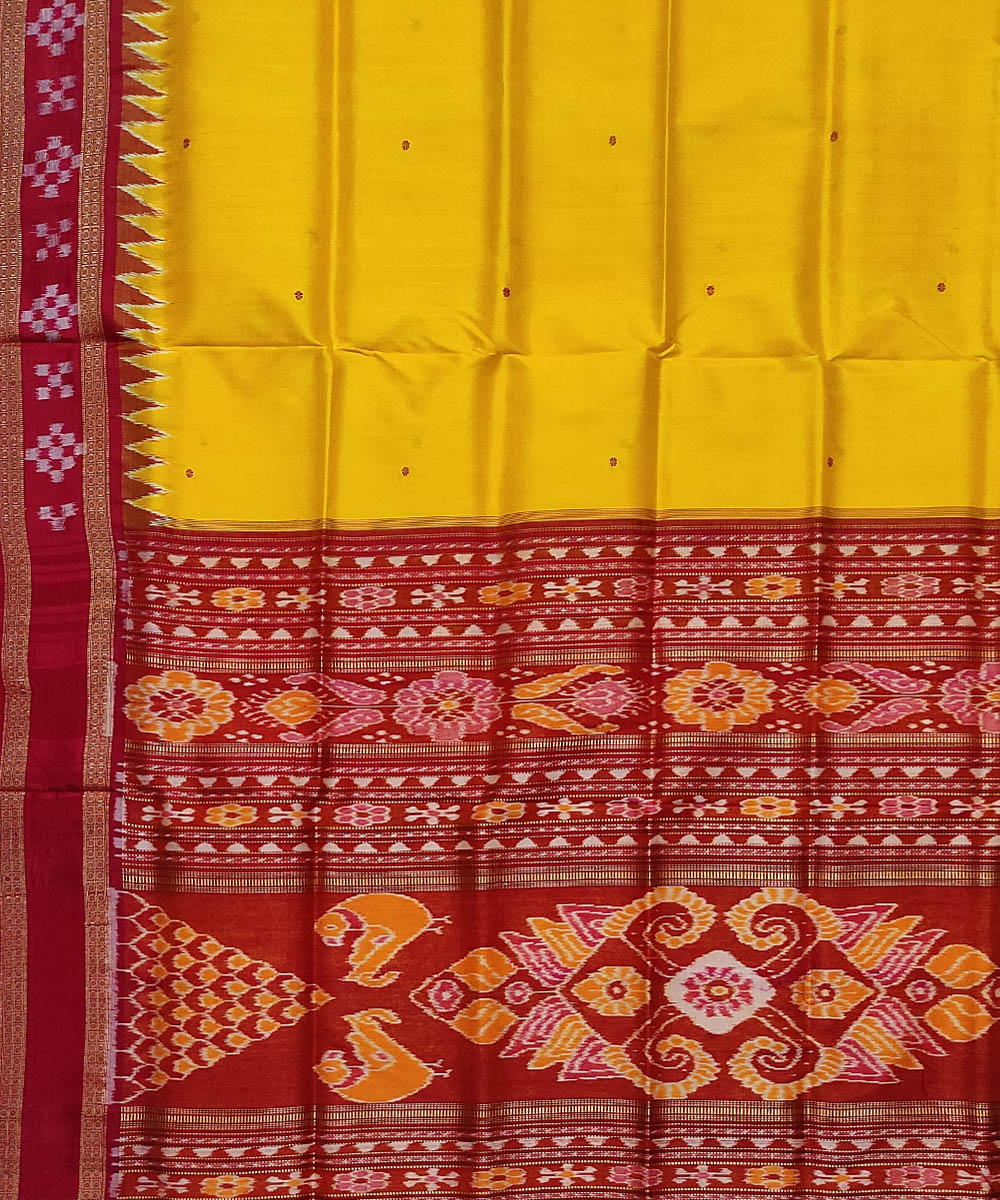 Yellow red silk handloom khandua saree