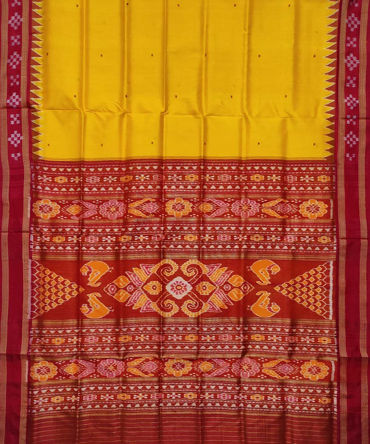 Yellow red silk handloom khandua saree