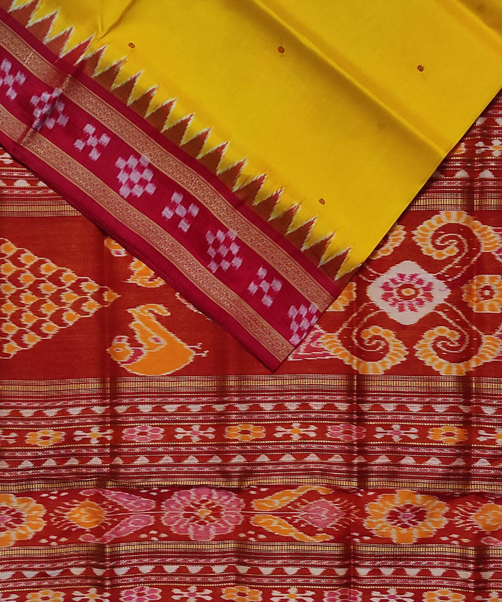 Yellow red silk handloom khandua saree