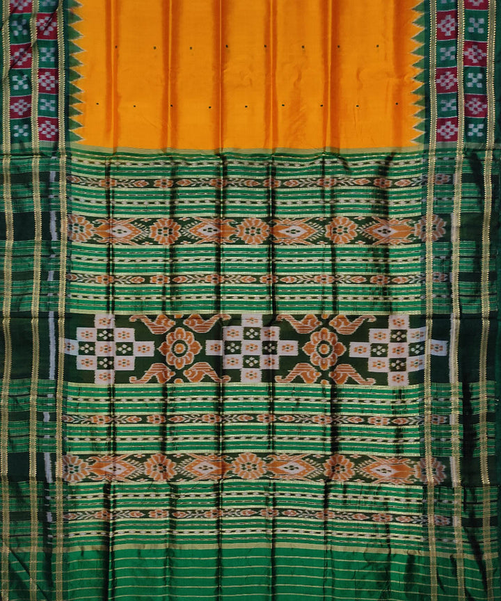 Yellow green silk handloom khandua saree