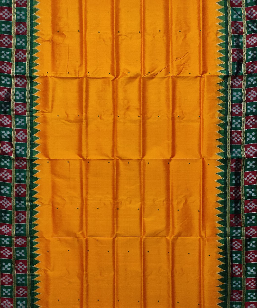 Yellow green silk handloom khandua saree