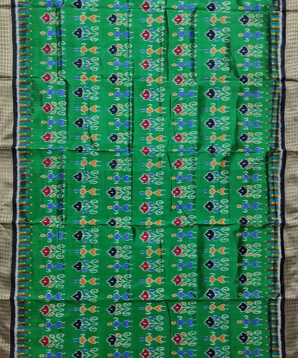 Light green black silk handloom khandua saree
