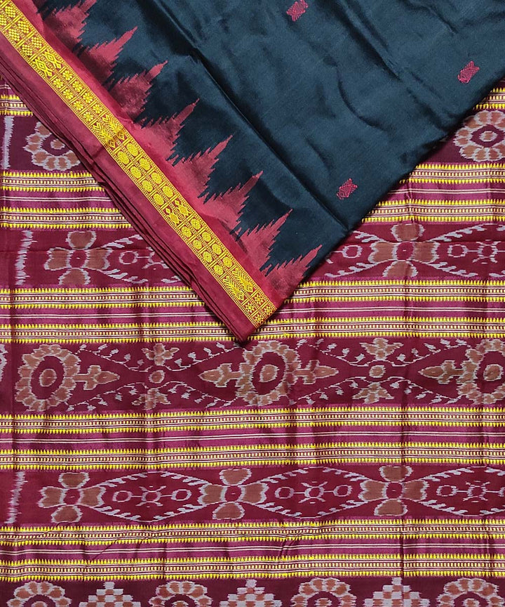 Black maroon silk handloom sambalpuri saree