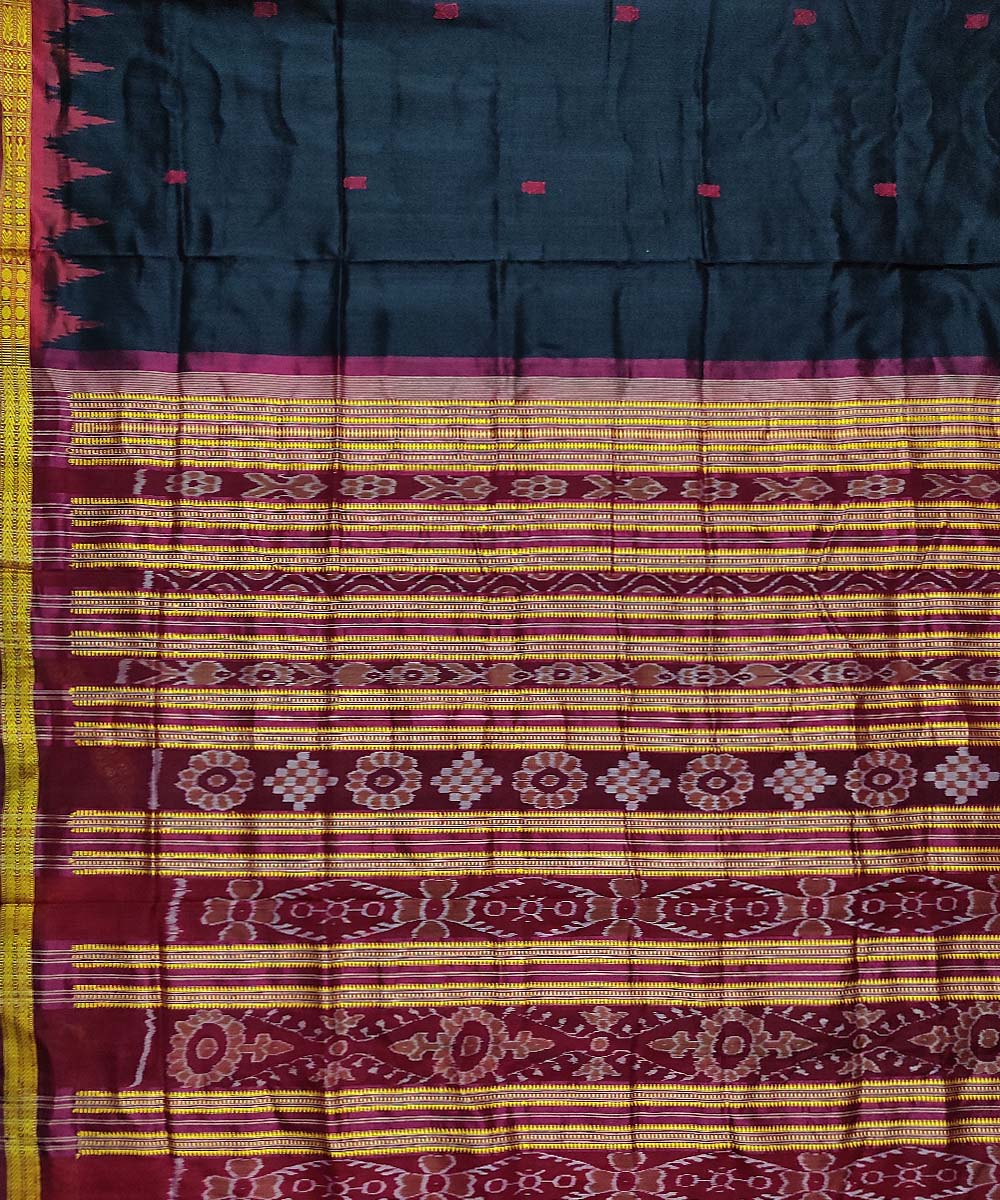 Black maroon silk handloom sambalpuri saree