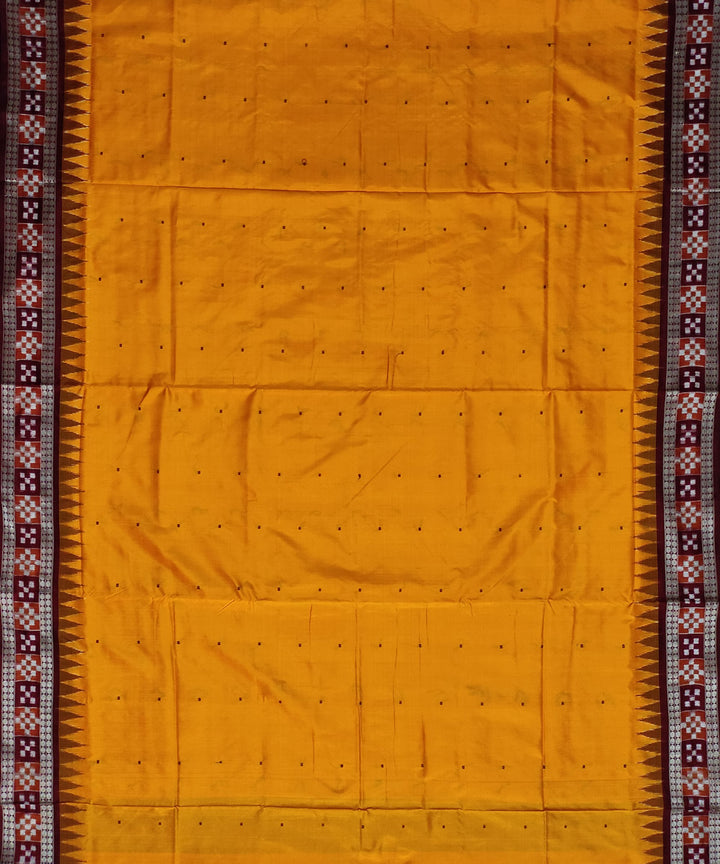 Yellow maroon silk handloom sambalpuri saree