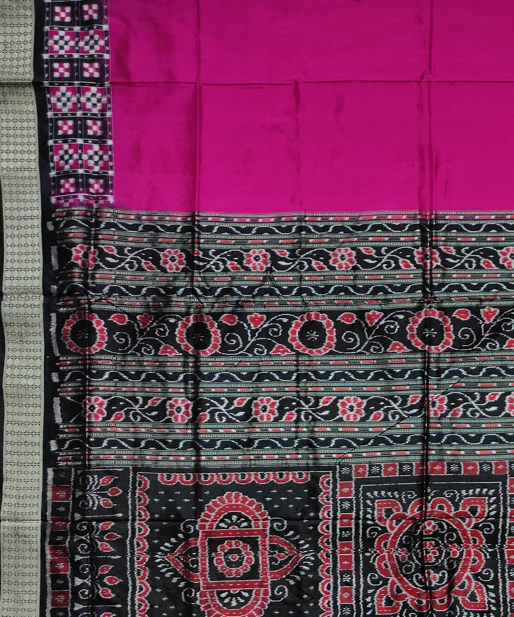 Magenta black silk handloom sambalpuri saree