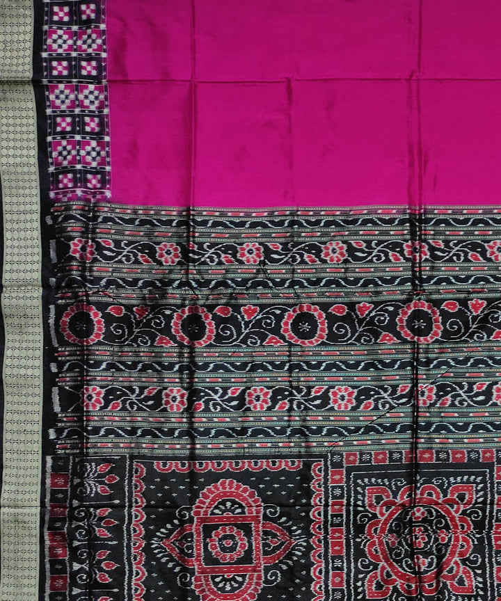 Magenta black silk handloom sambalpuri saree