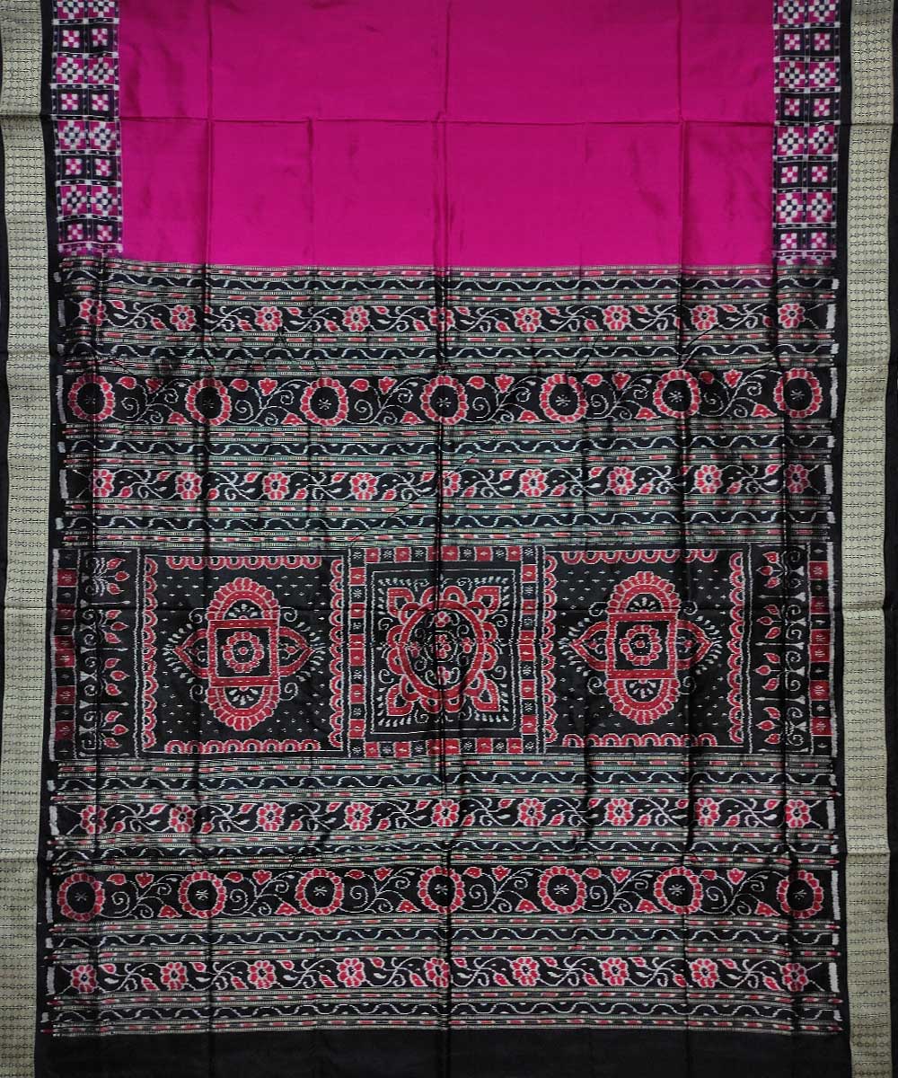 Magenta black silk handloom sambalpuri saree