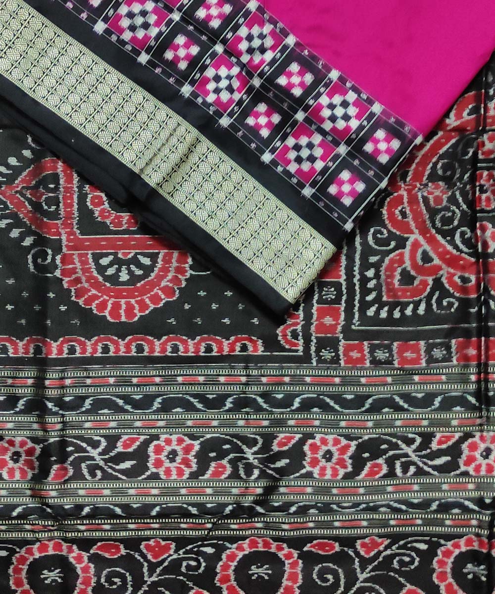 Magenta black silk handloom sambalpuri saree