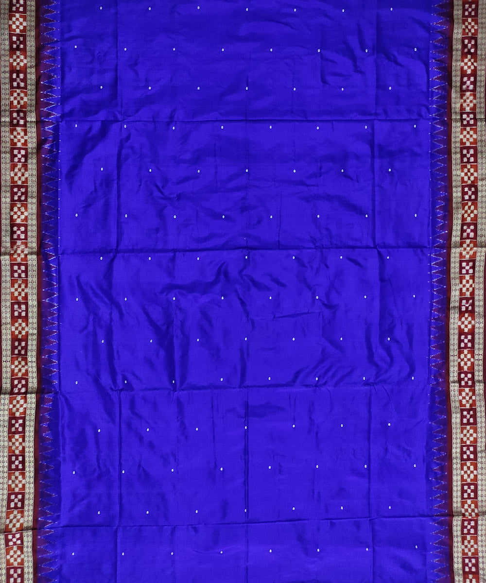 Cobalt blue maroon silk handloom sambalpuri saree