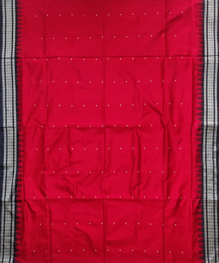 Red black handwoven bomkai silk saree