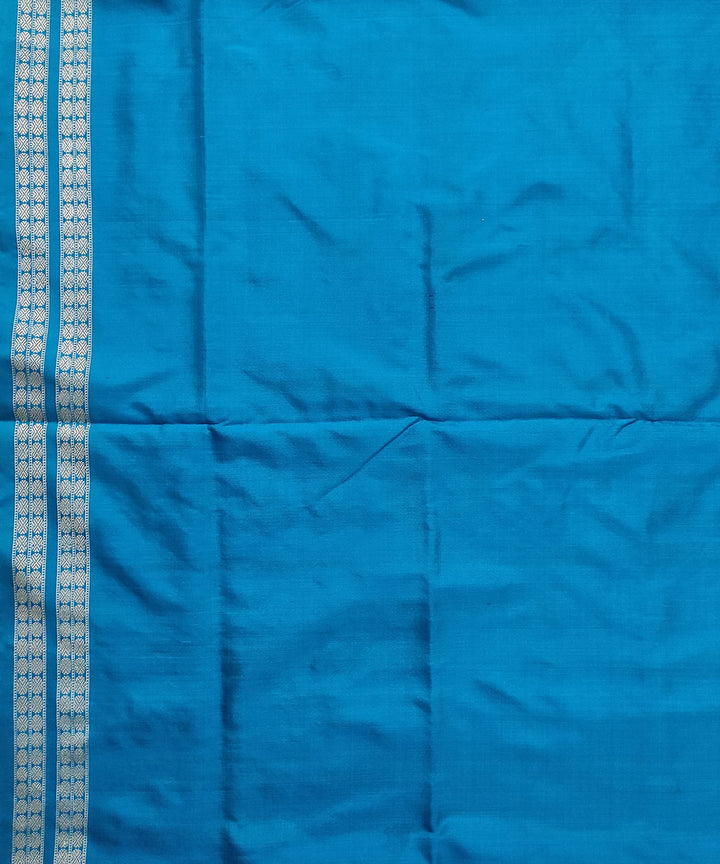 Grey cyan blue silk handwoven bomkai saree