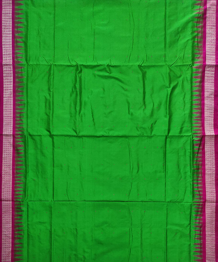 Lime green pink silk handwoven bomkai saree