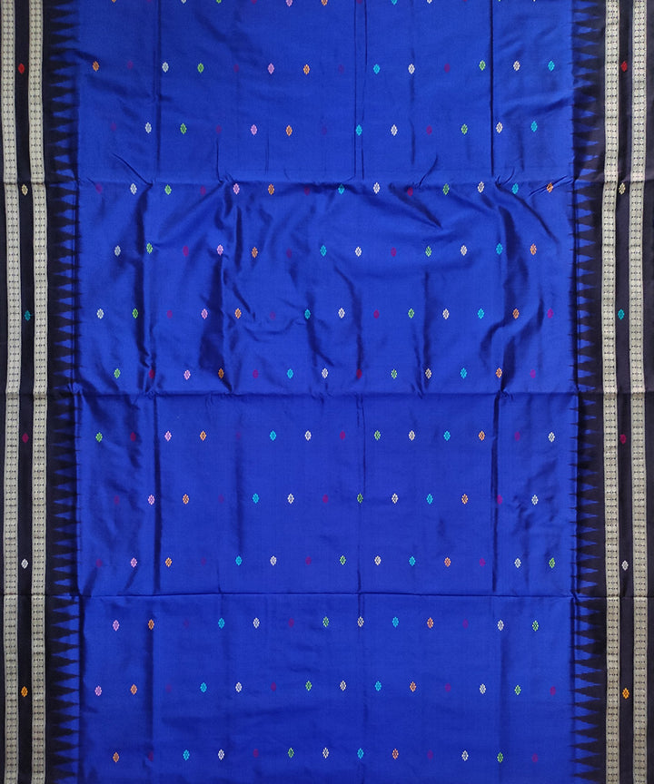 Navy blue black silk handwoven bomkai saree